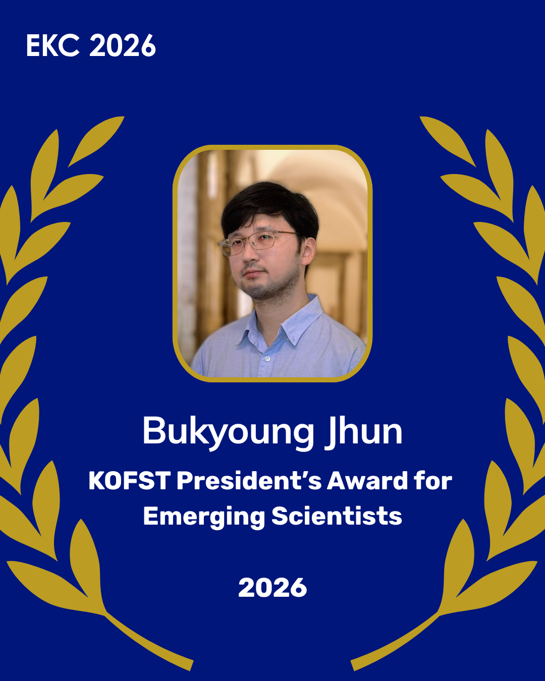 Bukyoung Jhun received the President's Award for Emerging Scientists from the Korean Federation of Science and Technology Societies (KOFST)
